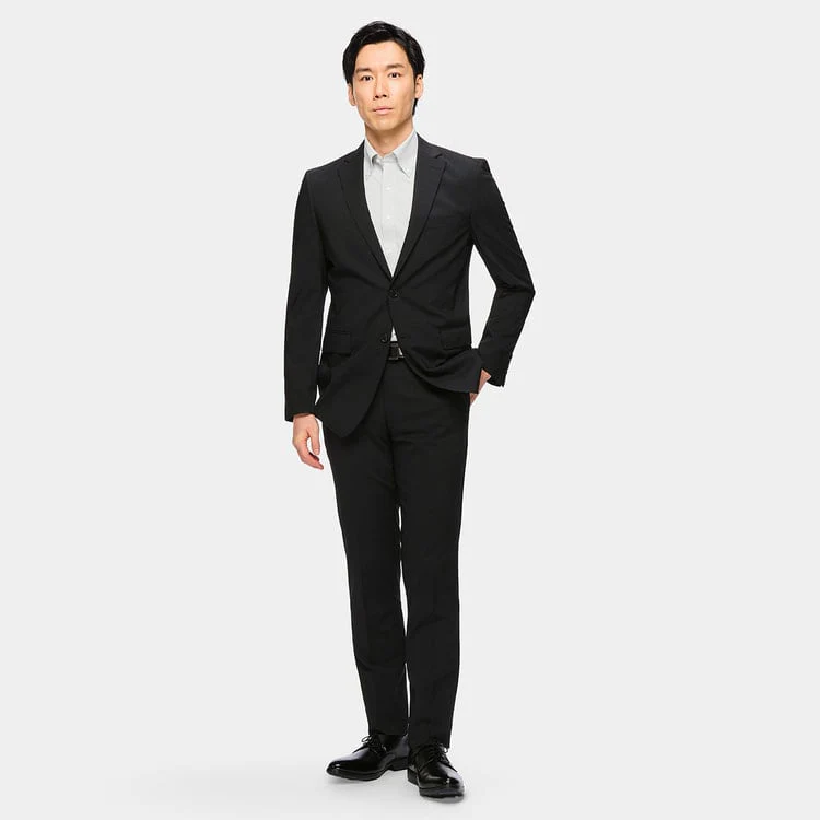 SUPER Aircool Washable Solid Slim Fit 2-Pant Suit - Black - Image 3