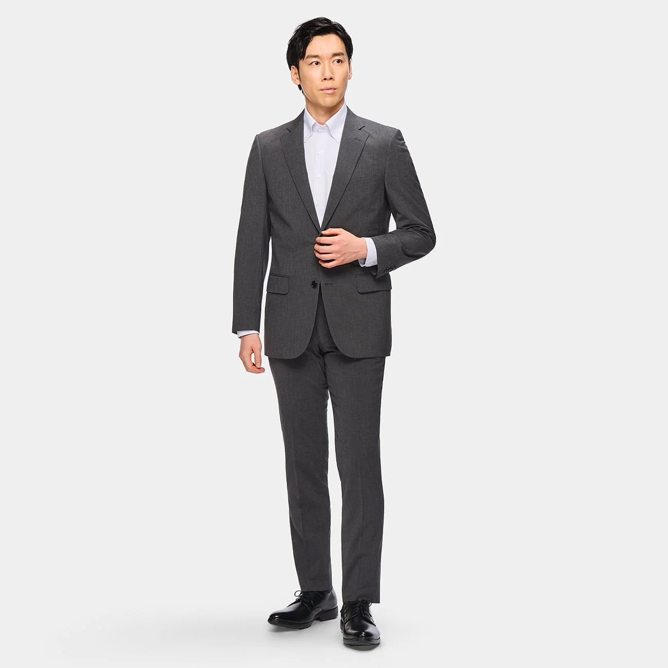 Aircool Washable 2-Pant Houndstooth Slim Fit Suit - Gray - Image 3