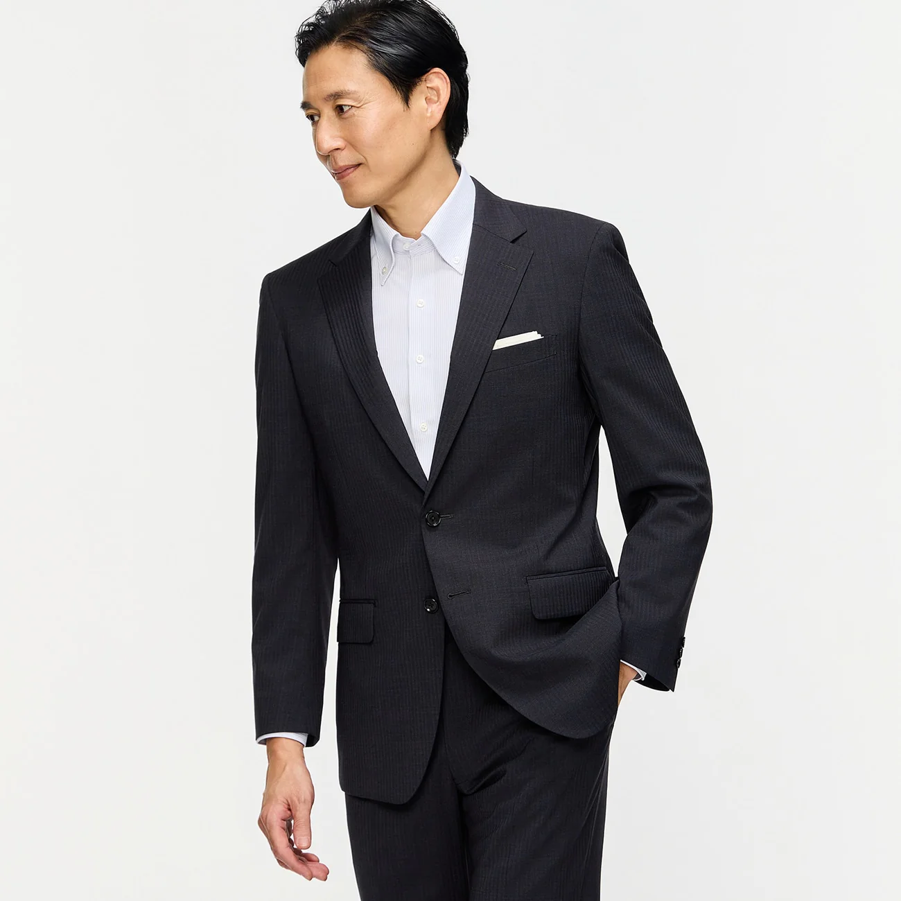 SUPER Aircool Washable Shadow Stripe 2-Pant Suit - Charcoal Gray - Image 2
