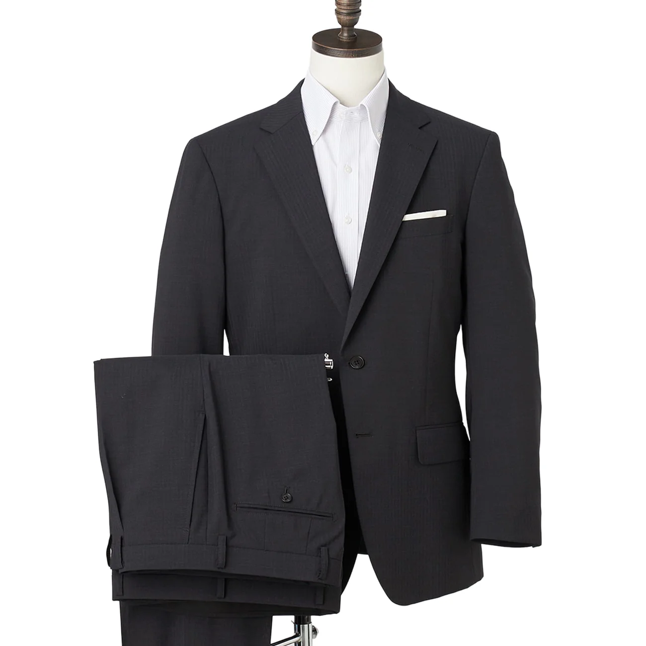 SUPER Aircool Washable Shadow Stripe 2-Pant Suit - Charcoal Gray - Image 8