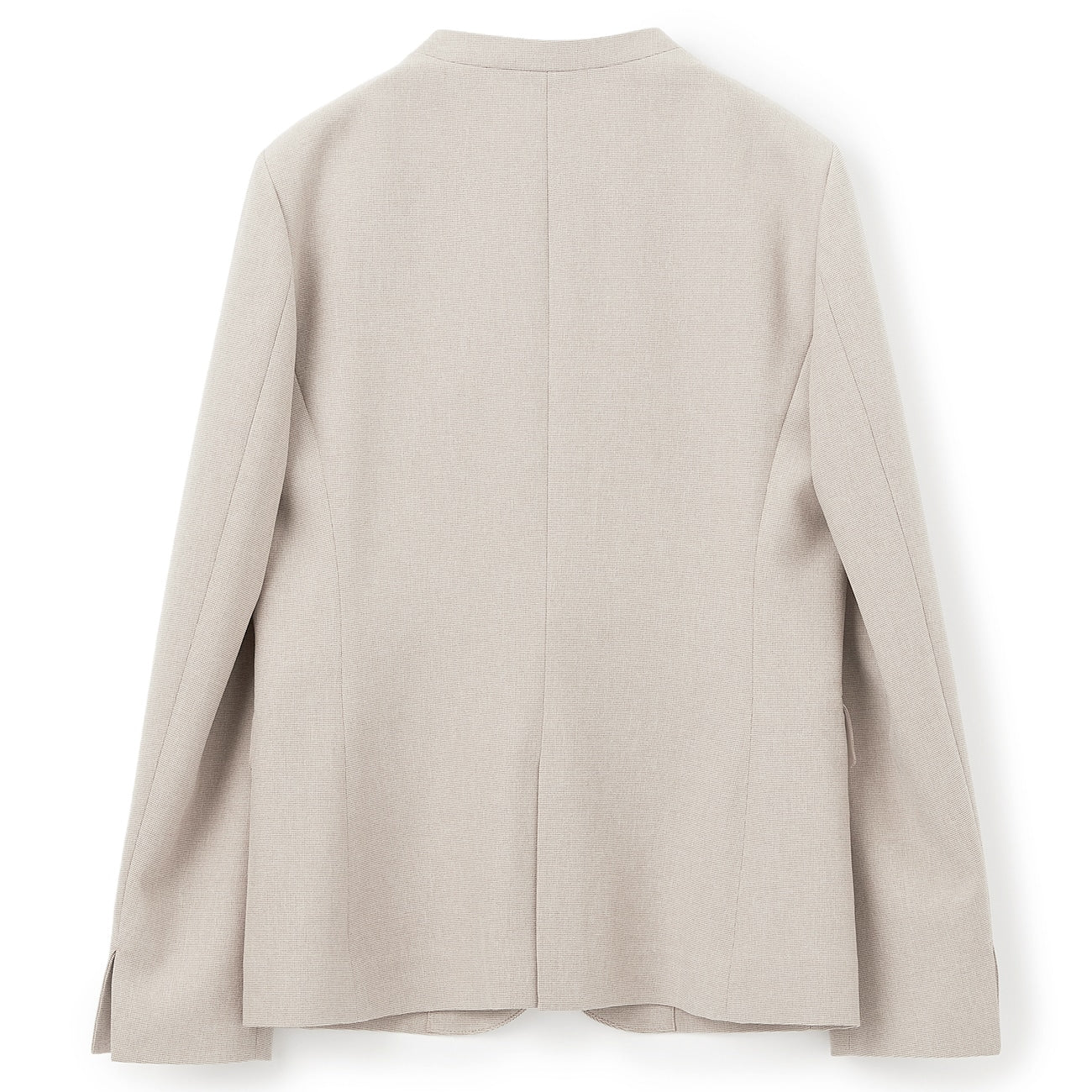Stretch Melange Collarless Jacket - Beige - Image 5
