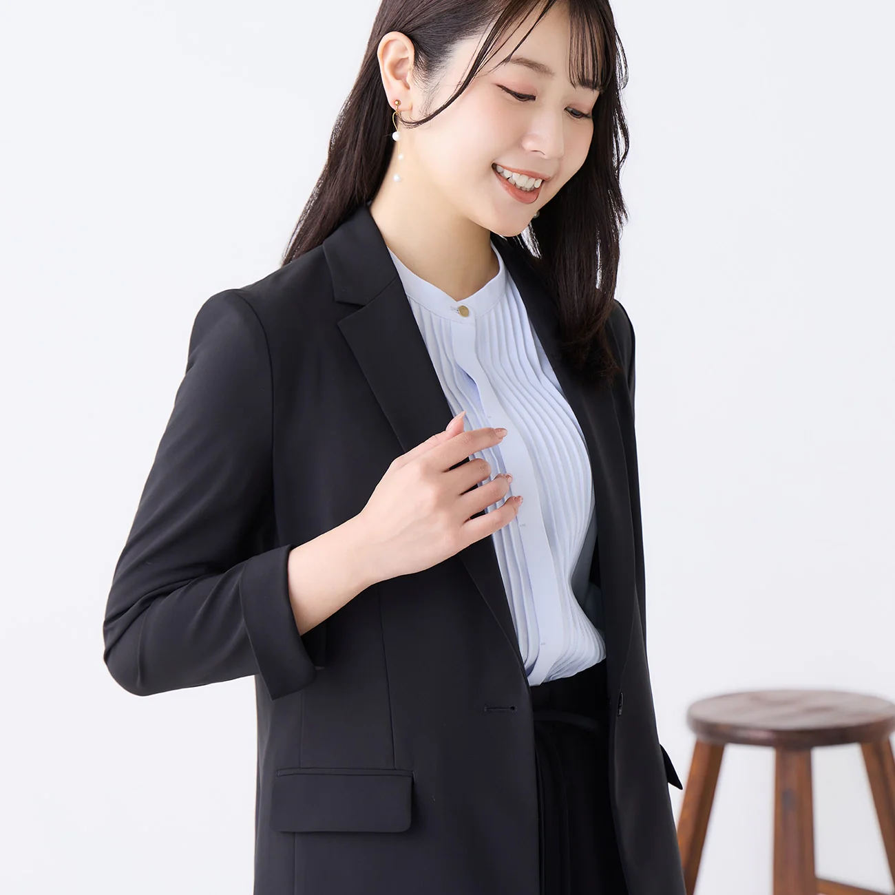Washable Stretch Drape Tailored Jacket - Black - Image 2