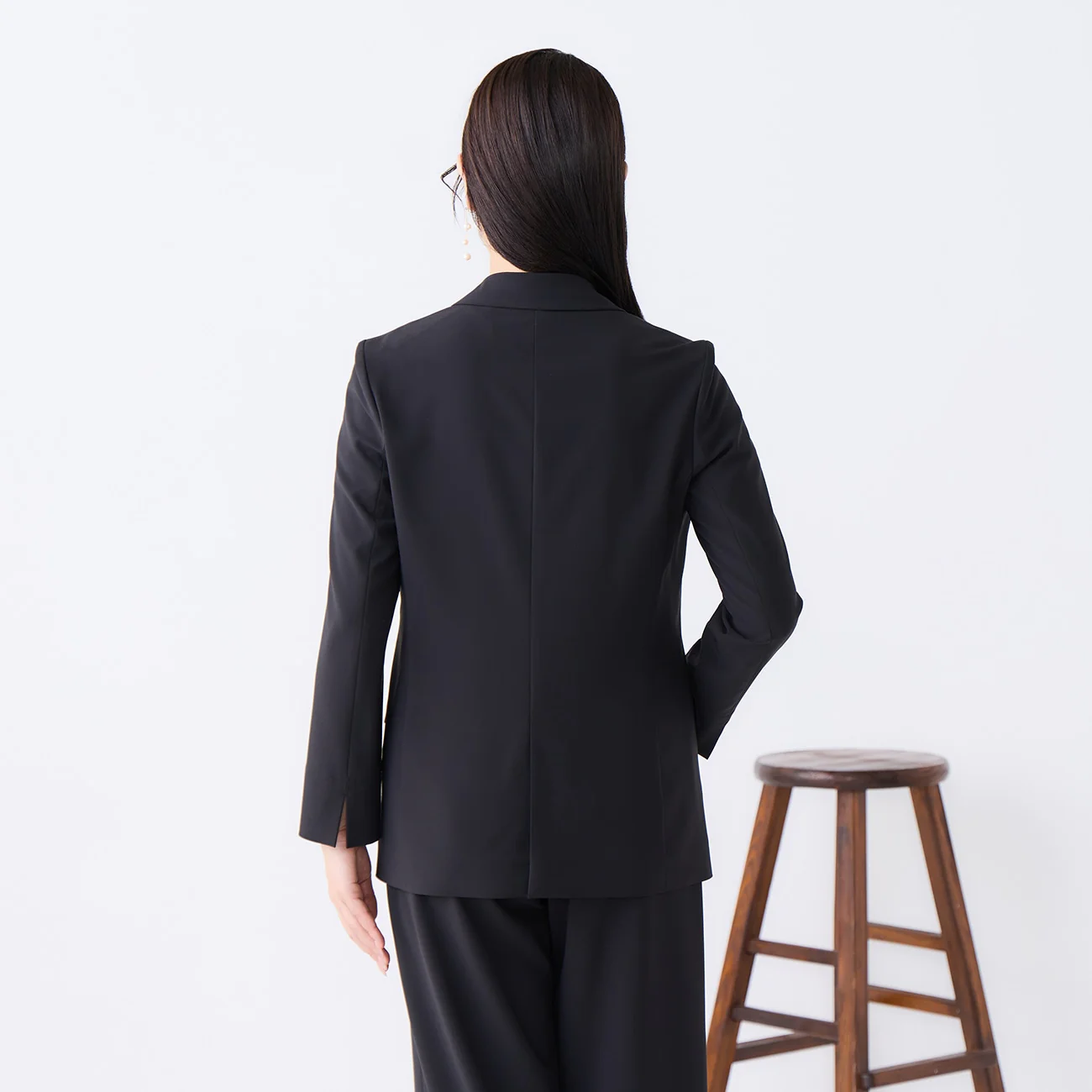 Washable Stretch Drape Tailored Jacket - Black - Image 5