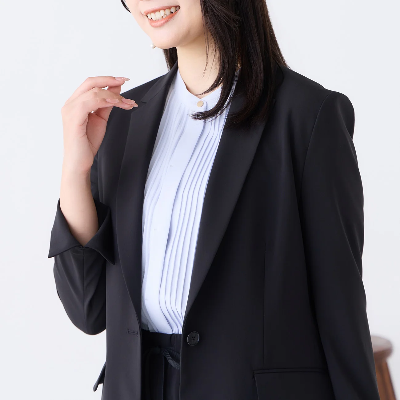 Washable Stretch Drape Tailored Jacket - Black - Image 6