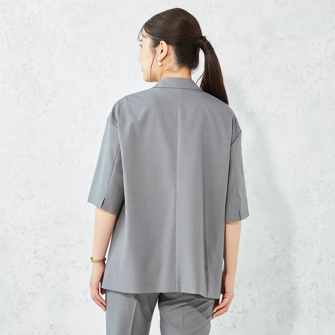 RIRANCHA Stretch Short Sleeve Jacket - Gray - Image 4