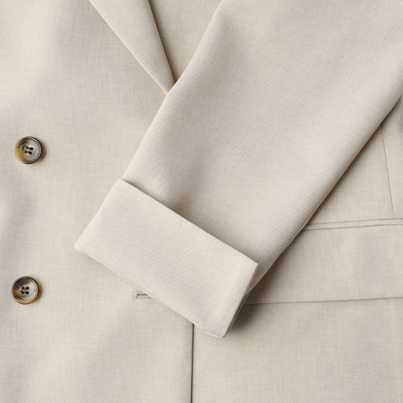 Washable Stretch Linen-Like Double-Breasted Jacket - Beige - Image 13