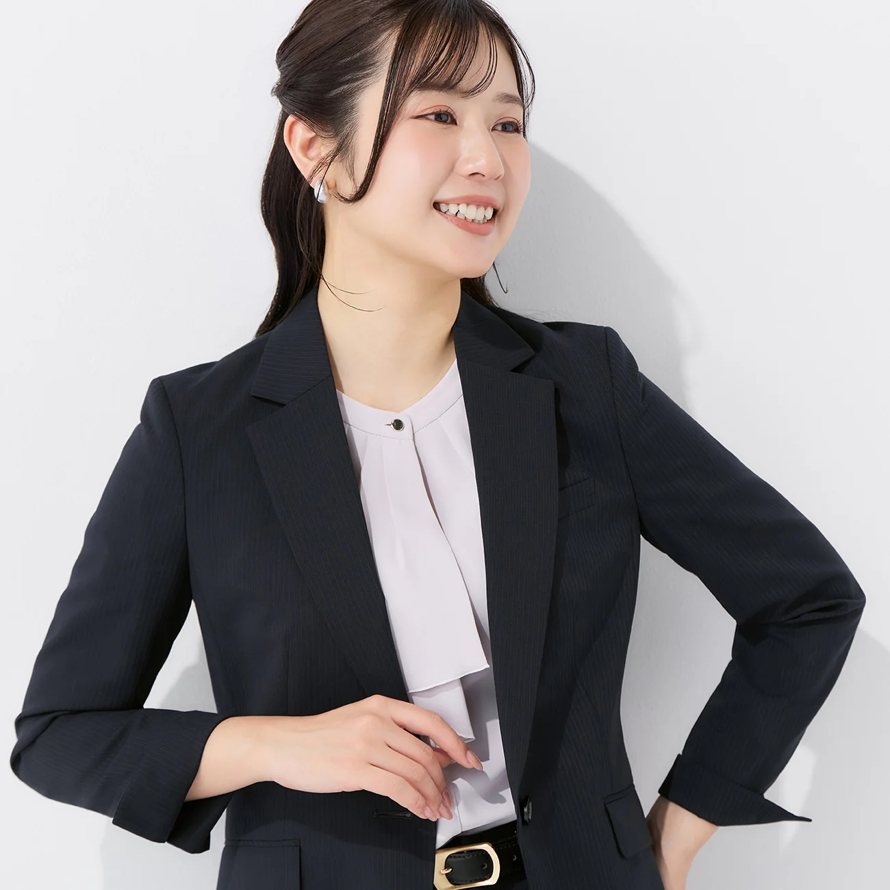 Aircool Washable Stretch Stripe Tailored Jacket - Navy - Image 5