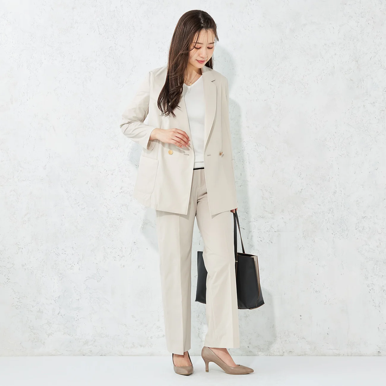 TEXBRID Double Breasted Jacket - Beige - Image 3