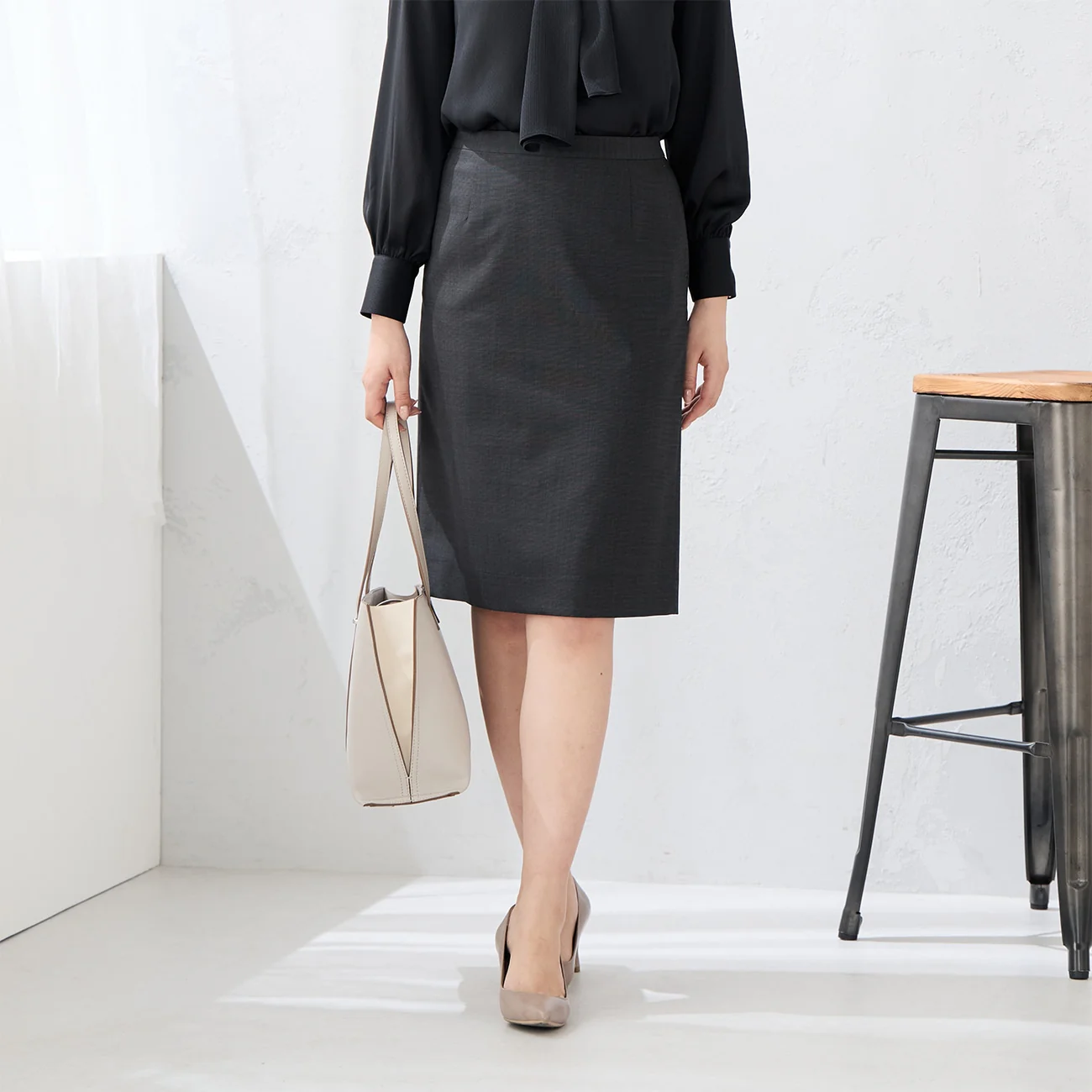 Washable Tight Skirt -Gray
