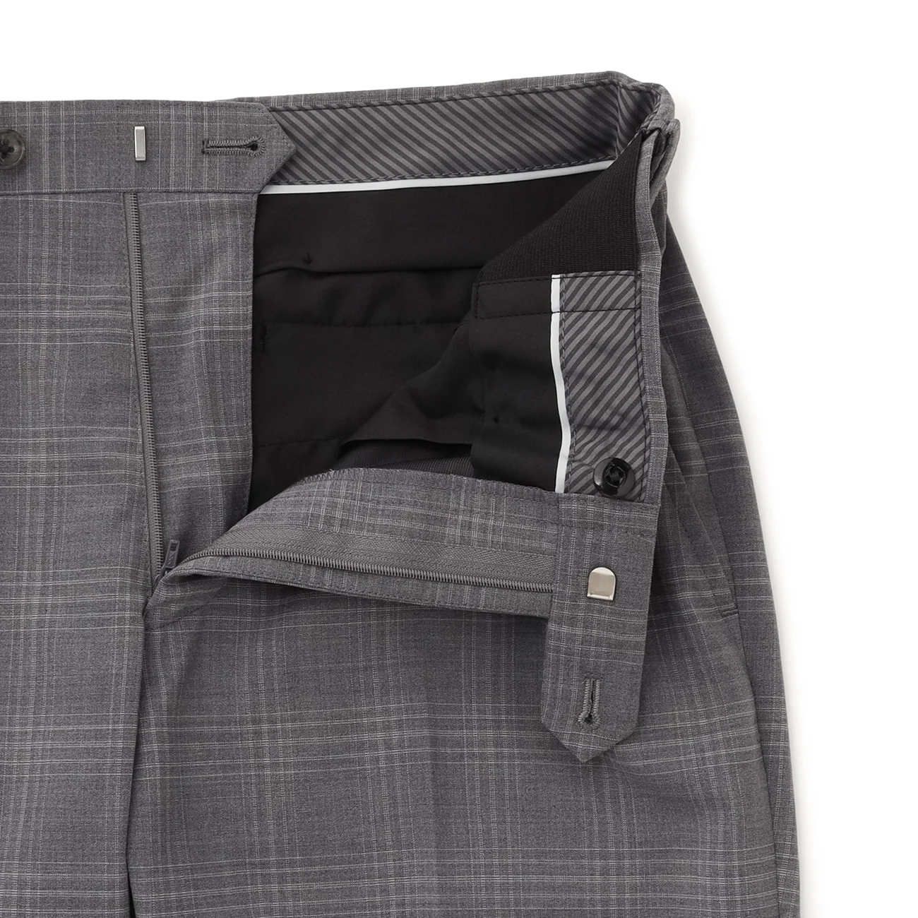 Washable Super Stretch Glen Plaid Wool Blend Tapered Suit Pants - Medium Gray - Image 5