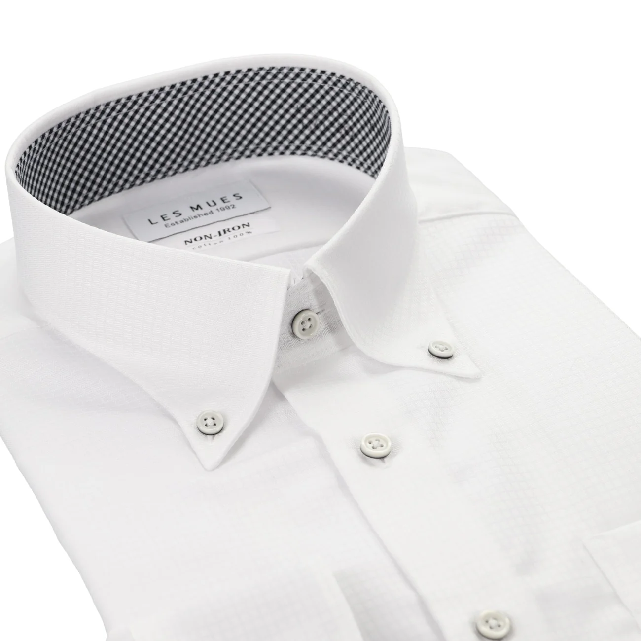 Non-Iron Cotton Button-Down Shirt - White - Image 3
