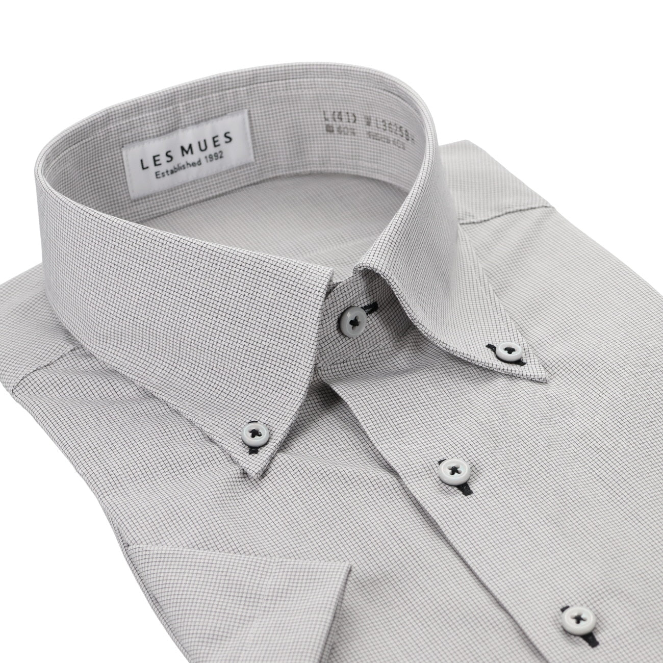Non-Iron Check Short Sleeve Button-Down Shirt - Gray - Image 3
