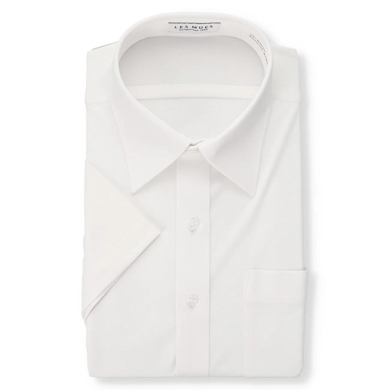 Japanese Fabric SUPER Aircool Sweat-Resistant Point Collar Short Sleeve Shirt - White
