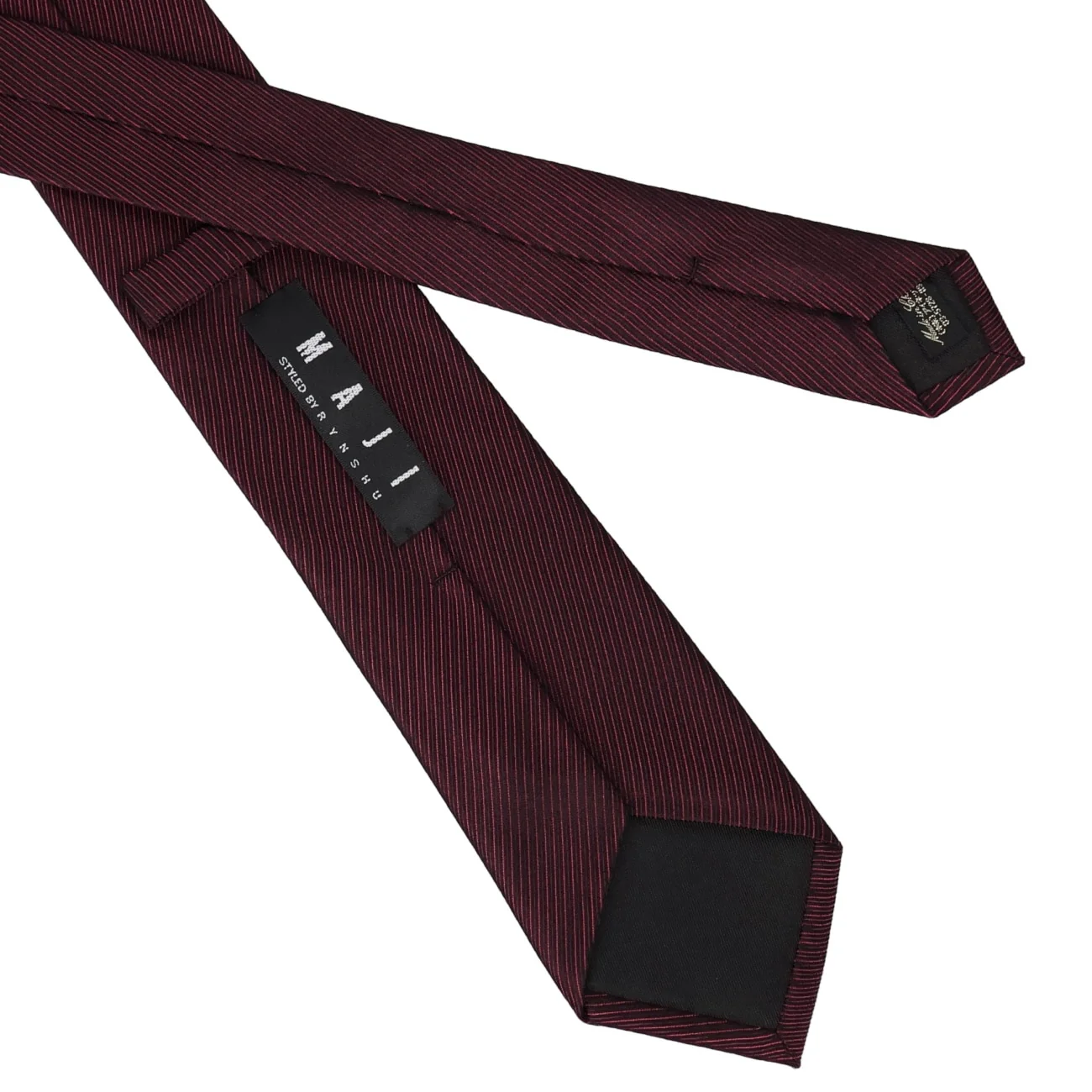 Solid Silk Slim Tie - Wine - Image 3