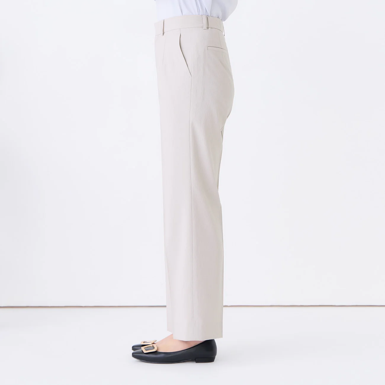 Airy Dry Wide Pants - Gray Beige - Image 5