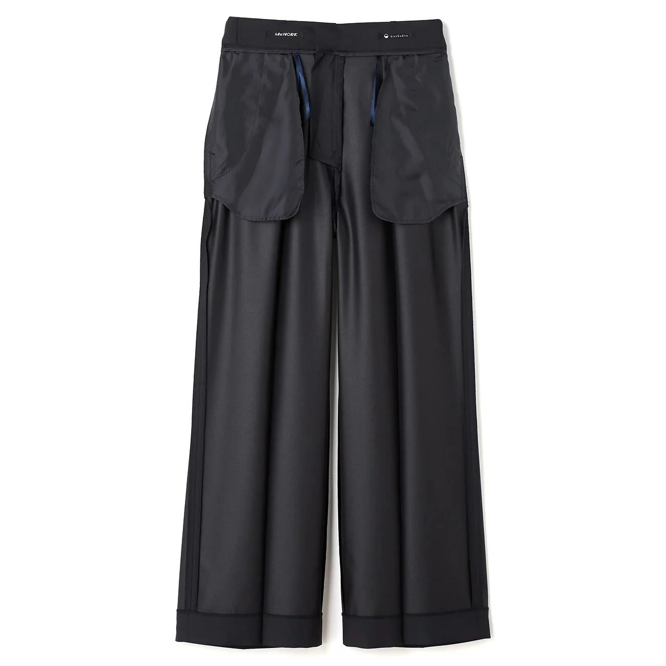 Stretch Bright Twill Wide Pants - Navy - Image 14