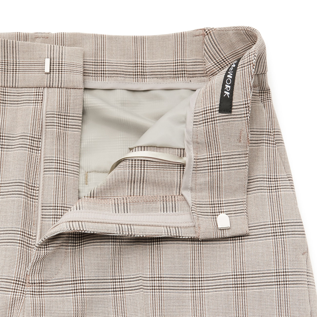 Check Straight Pants - Gray Beige - Image 9