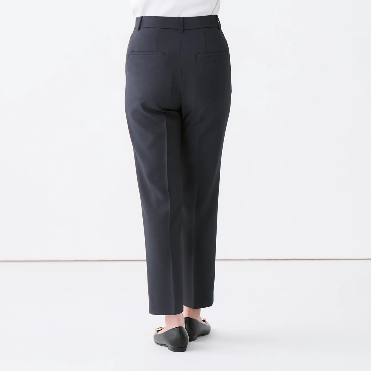 Washable Stretch Linen-Like Straight Pants - Navy - Image 7
