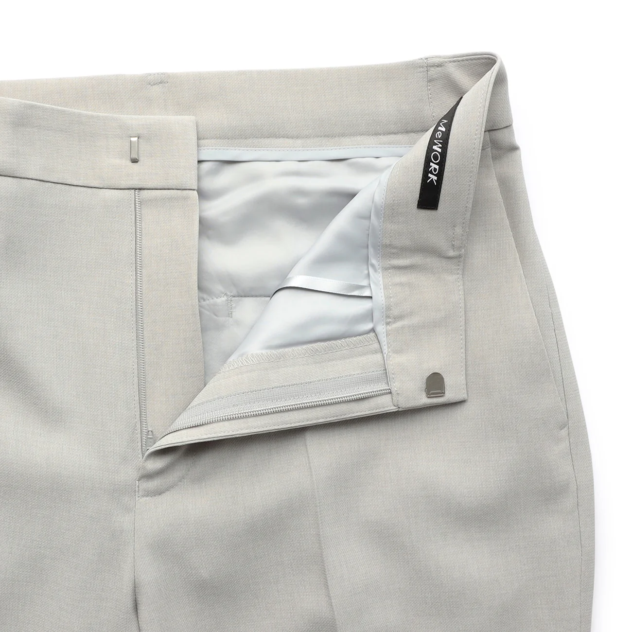Washable Stretch Linen-Like Straight Pants - Light Gray - Image 10