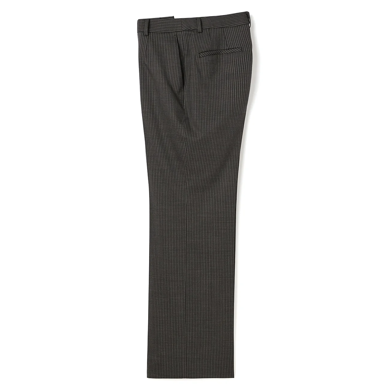 Stretch High-Quality Wool Blend Stripe Wide Pants - Black - Image 6