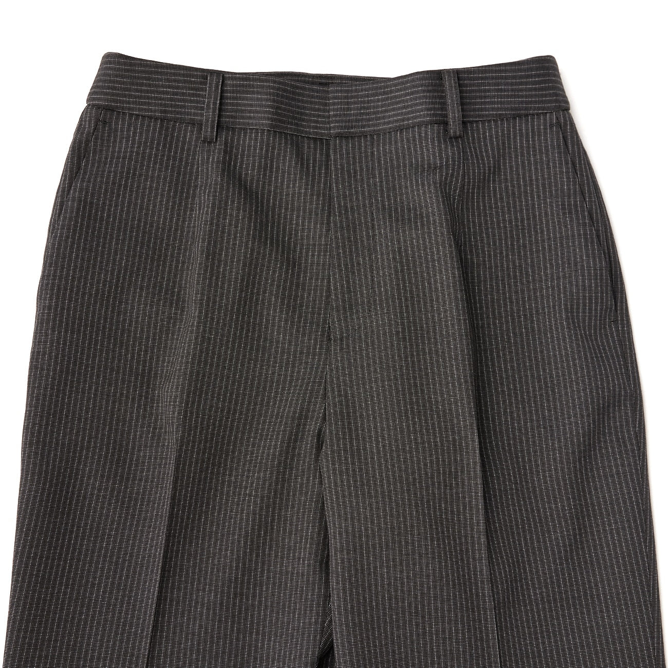 Stretch High-Quality Wool Blend Stripe Wide Pants - Black - Image 7