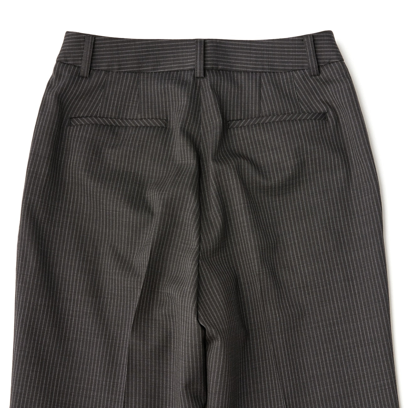 Stretch High-Quality Wool Blend Stripe Wide Pants - Black - Image 8