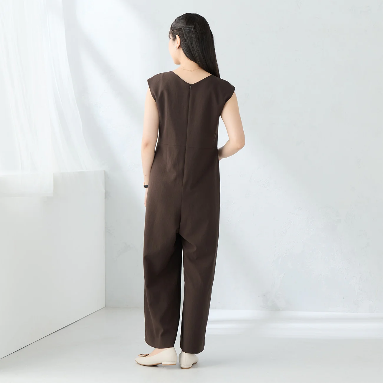 RIRANCHA Stretch Sleeveless Jumpsuit - Brown - Image 11