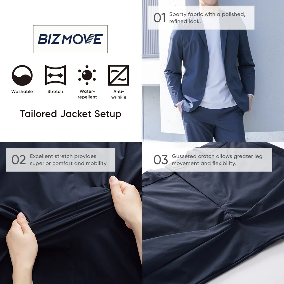 BIZ MOVE High Stretch Tailored Jacket - Navy - Image 3