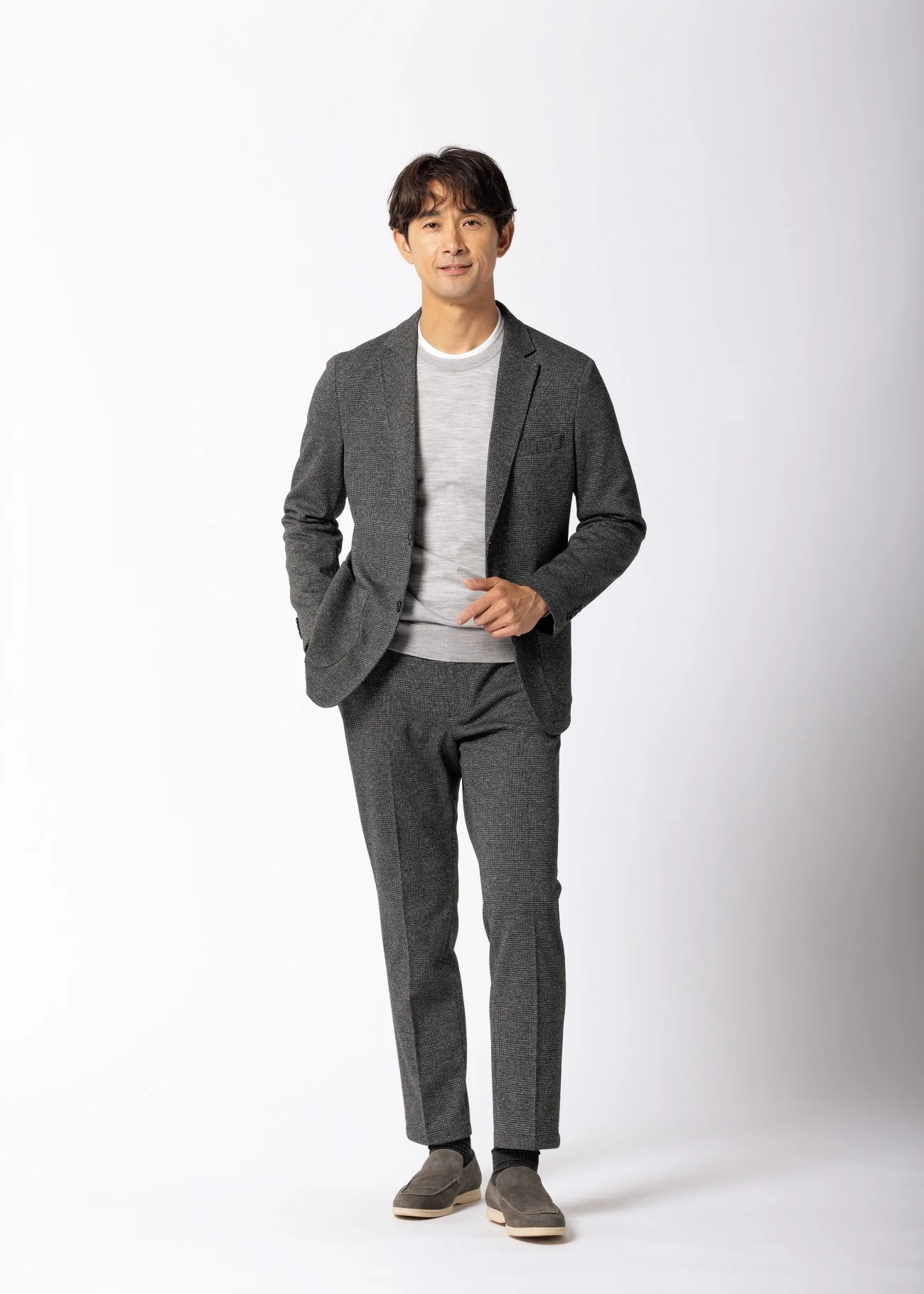 Pajama Suits Premium Jersey Glen-plaid Jacket - Medium Gray - Image 2