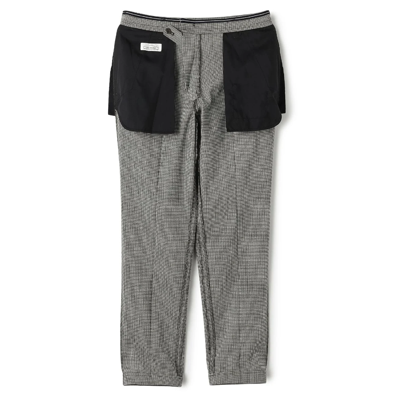 Adjustable Hem Stretch Houndstooth Tapered Pants - Gray - Image 6