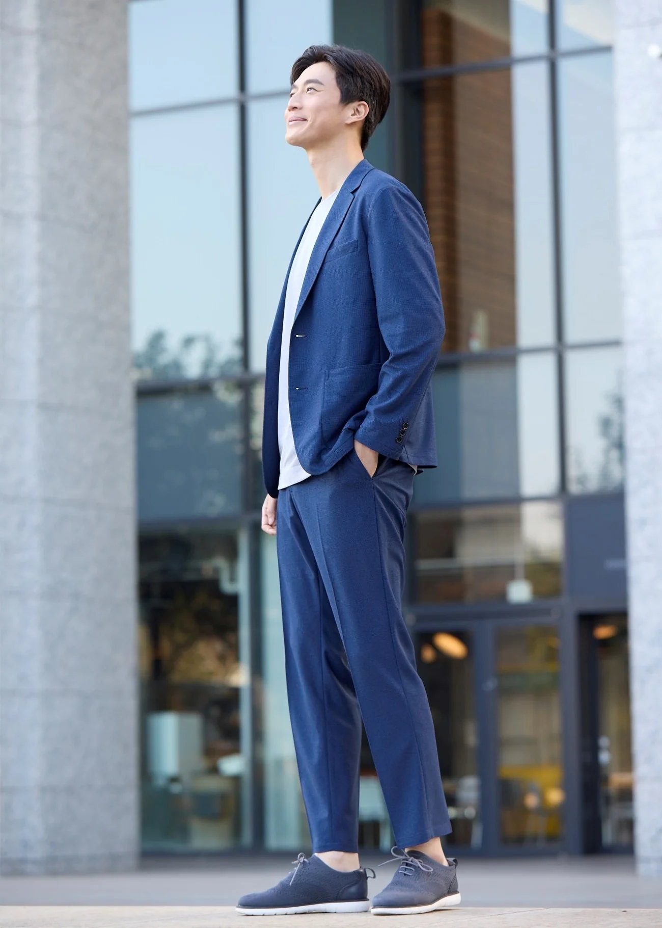 Pajama SUITS SUPER Aircool Washable Stretch Melange Pants - Navy - Image 2