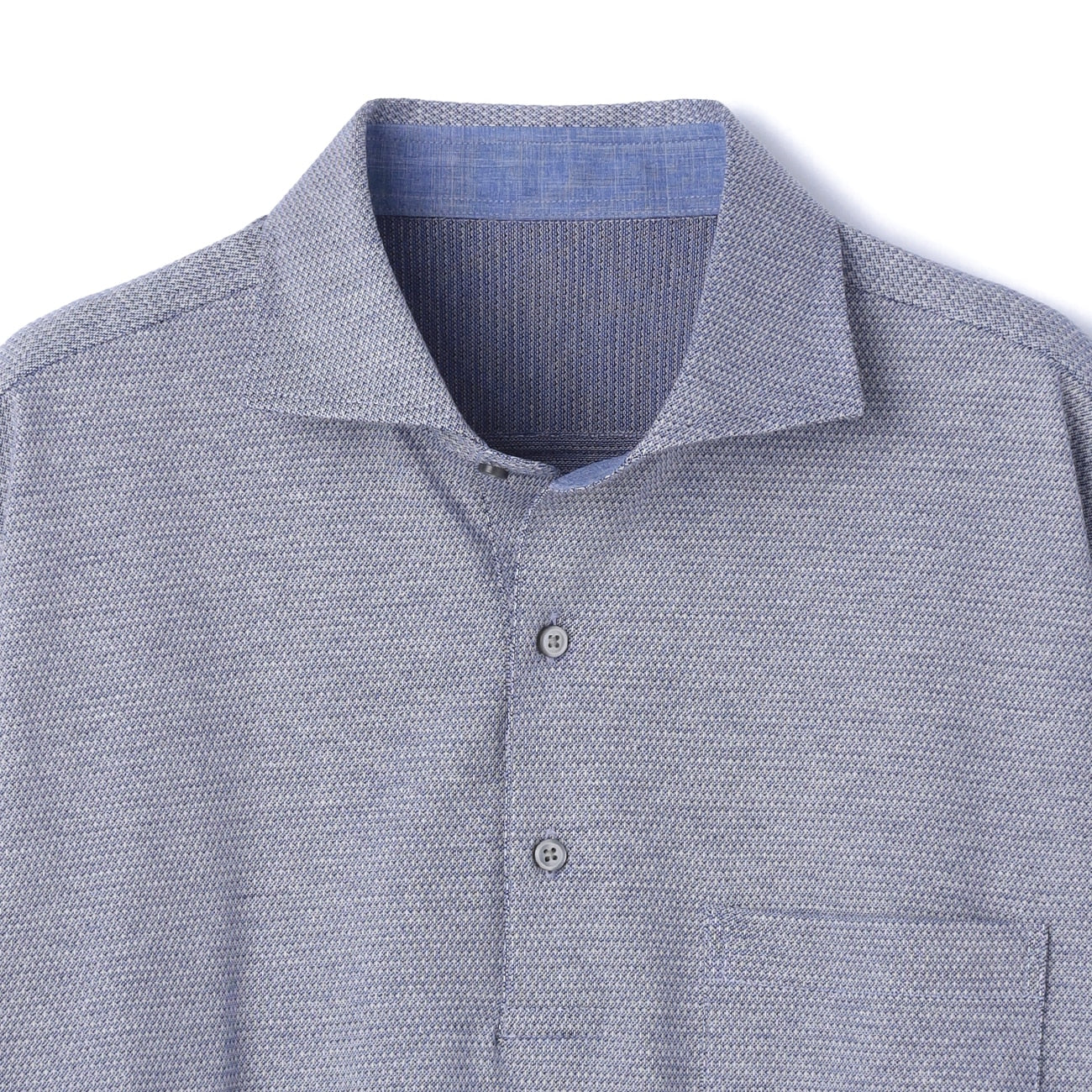 SUPER Aircool Non-Iron Stretch Sashiko Spread Collar Polo Shirt - Image 3