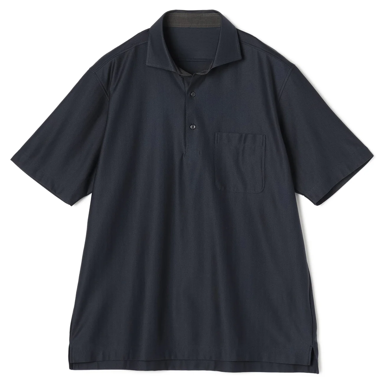 SUPER Aircool Non-Iron Stretch Herringbone Spread Collar Polo Shirt - Image 3