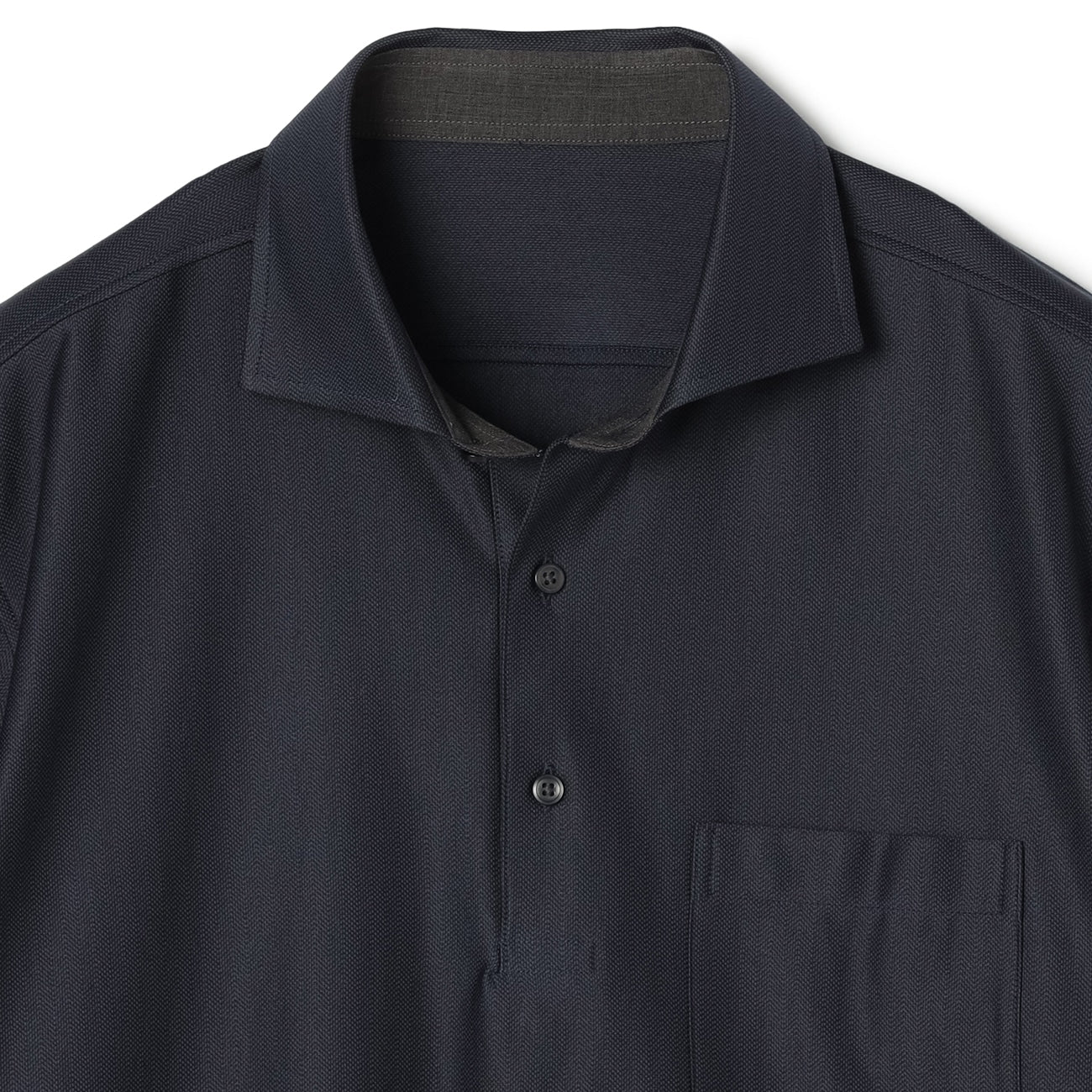 SUPER Aircool Non-Iron Stretch Herringbone Spread Collar Polo Shirt - Image 5