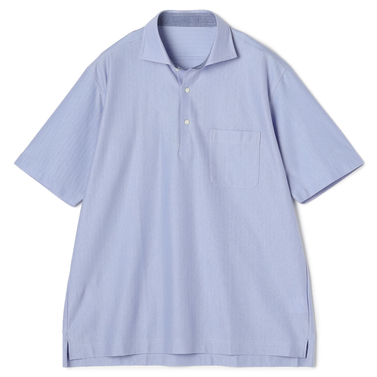 SUPER Aircool Non-Iron Stretch Herringbone Spread Collar Polo Shirt - Image 9