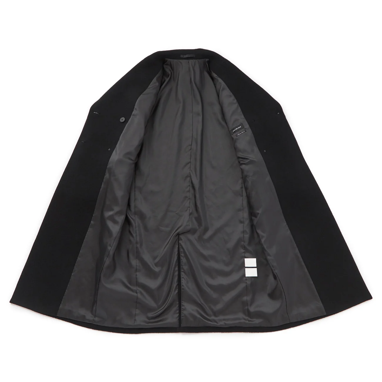 Japanese Fabric Double Breasted Wool Chester Coat - Black - Image 10