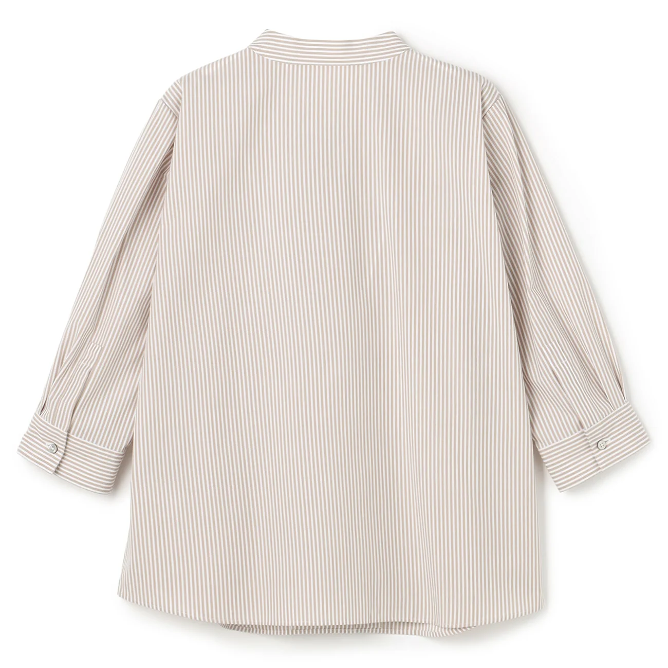 Women's Stripe Narrow Bow Tie Three-Quarter Sleeve Shirt - Beige - Image 9