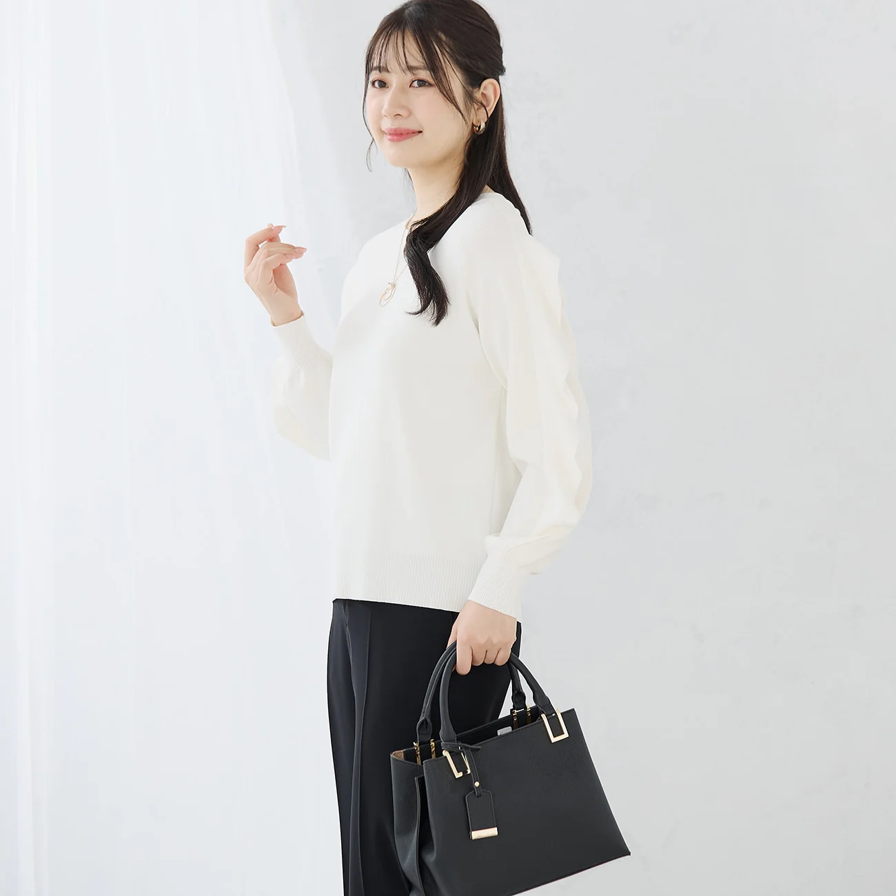 Ruffle-Sleeve Oversized Knit Pullover - Image 6