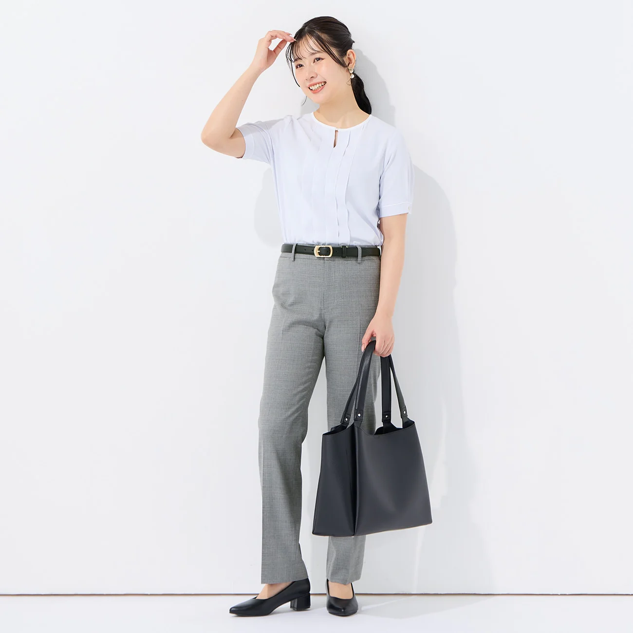Cool Touch Stretch Contrast Short Sleeve Blouse - Image 2