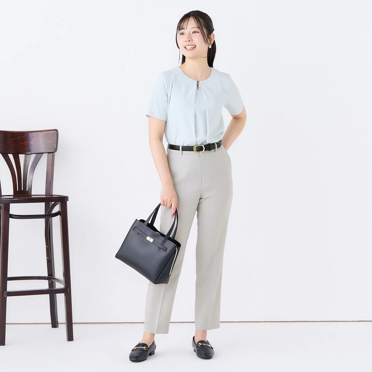 UV Protection Metal Accent Short Sleeve Blouse - Image 2