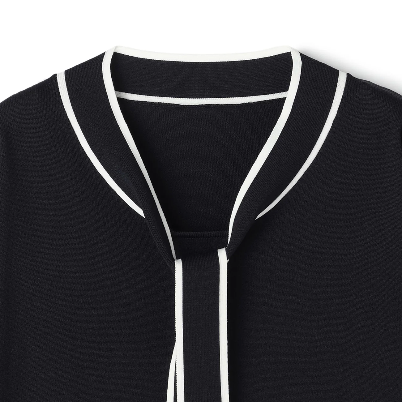 Washable Cool Touch Contrast Bow Tie Short Sleeve Knit Top - Image 19