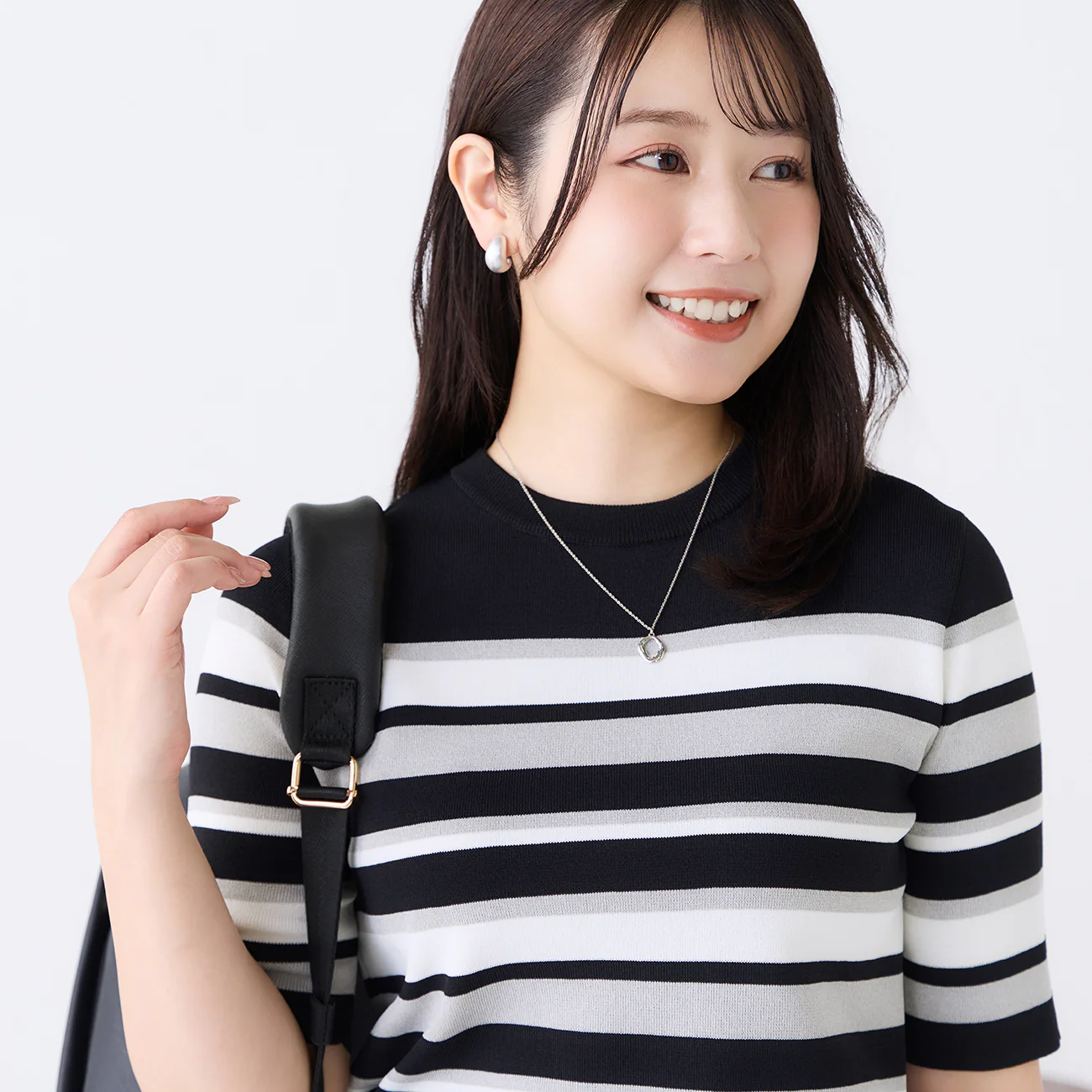 Washable Cool Touch Striped Short Sleeve Knit Top - Image 5