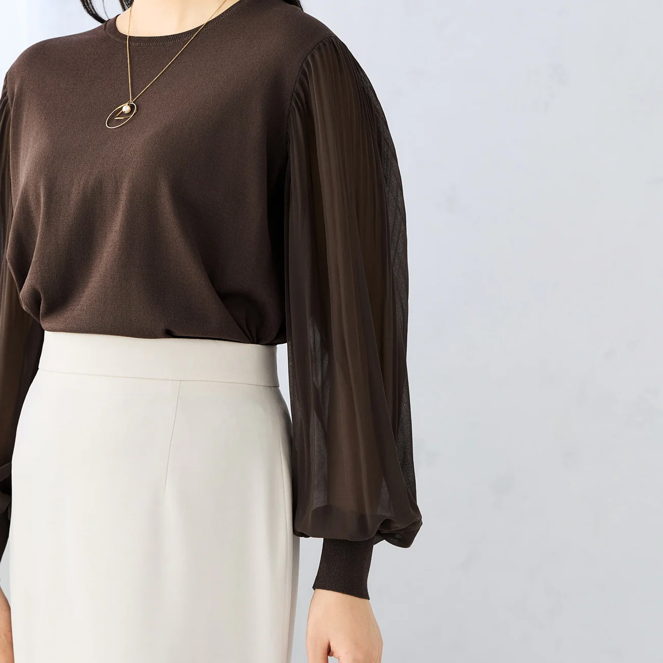 Sheer Sleeve Knit Top - Image 5