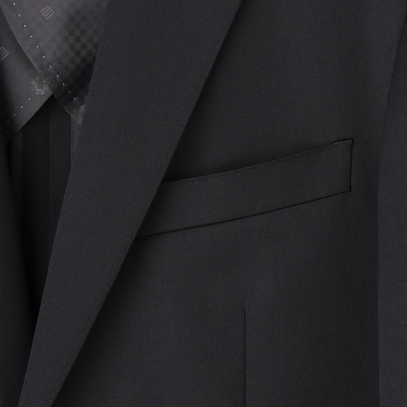 Lustrous Wool Blend Suit with Side Adjuster - Black - Image 3