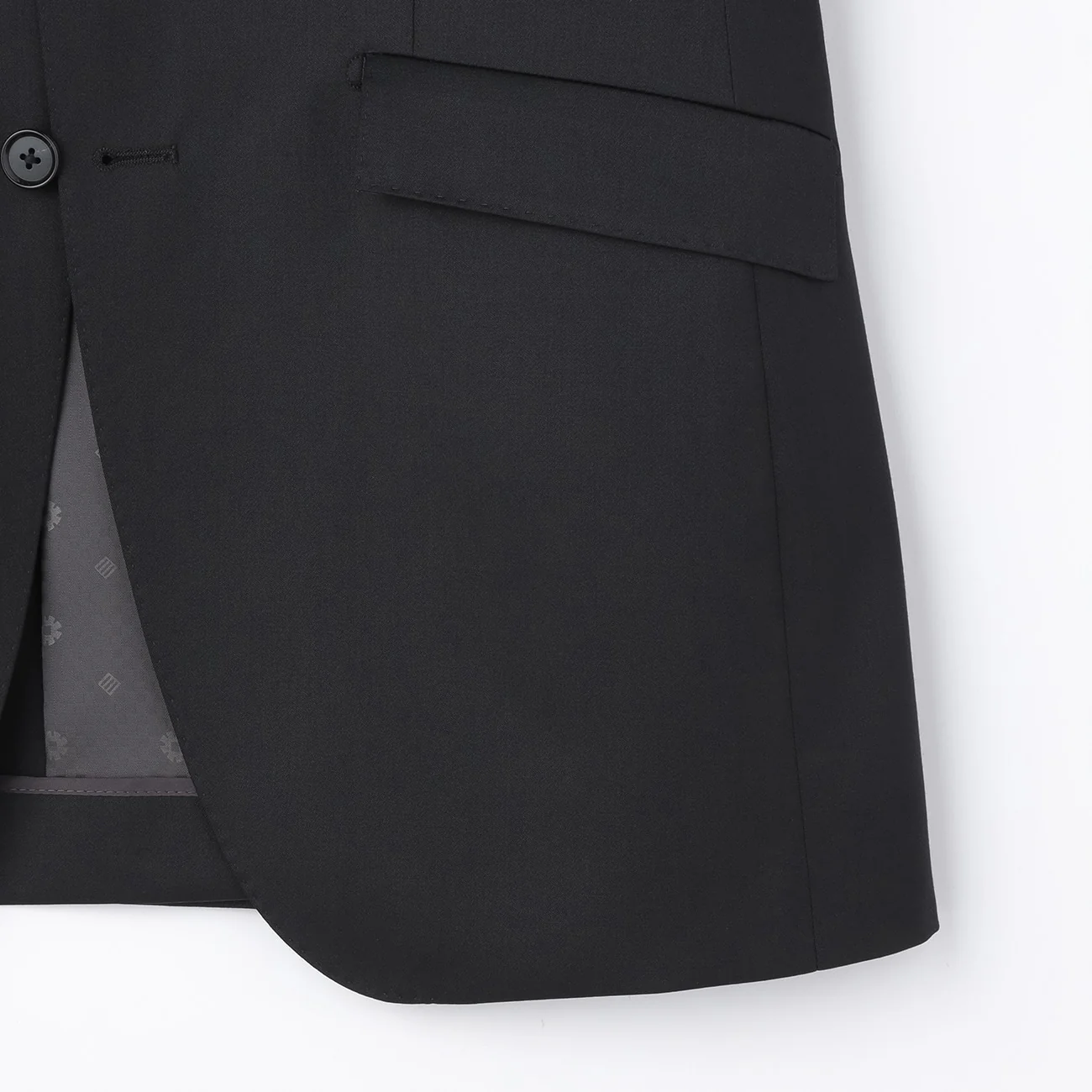 Lustrous Wool Blend Suit with Side Adjuster - Black - Image 5