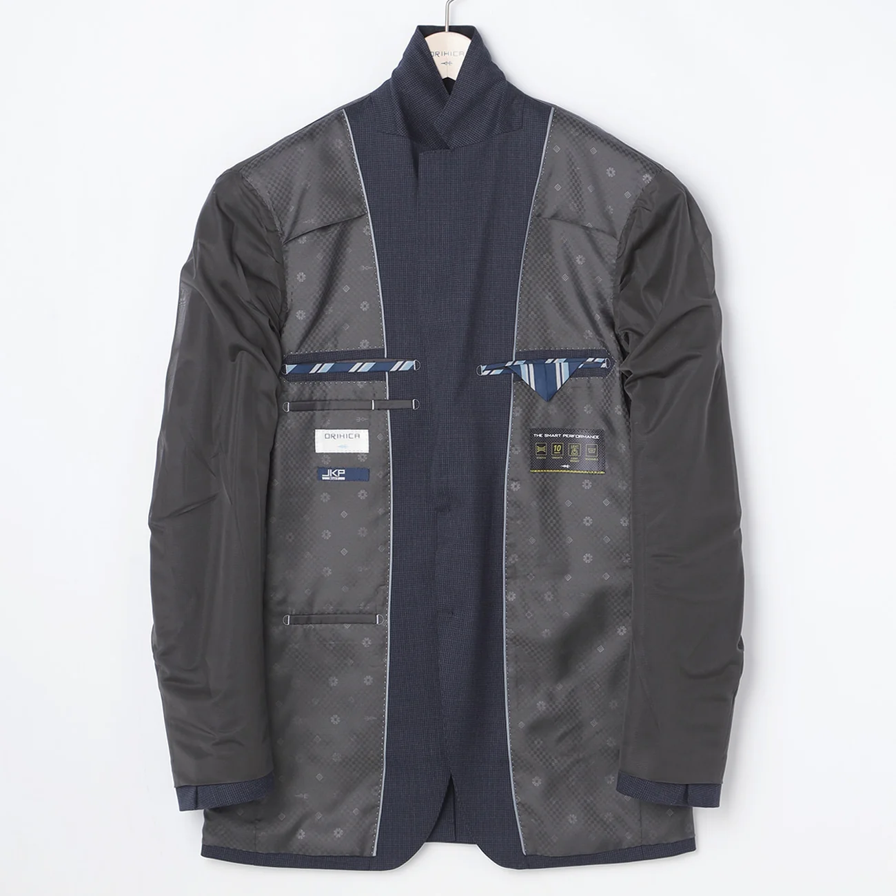 Wool Blend Houndstooth Suit - Navy - Image 6