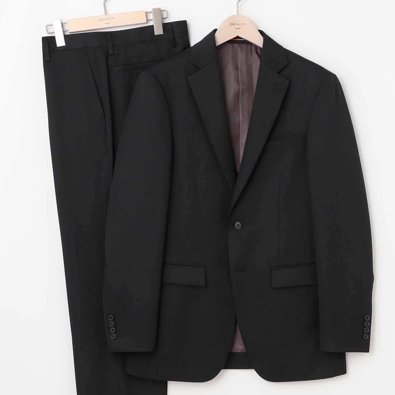 Washable Shadow Stripe 2-Button Suit - Black