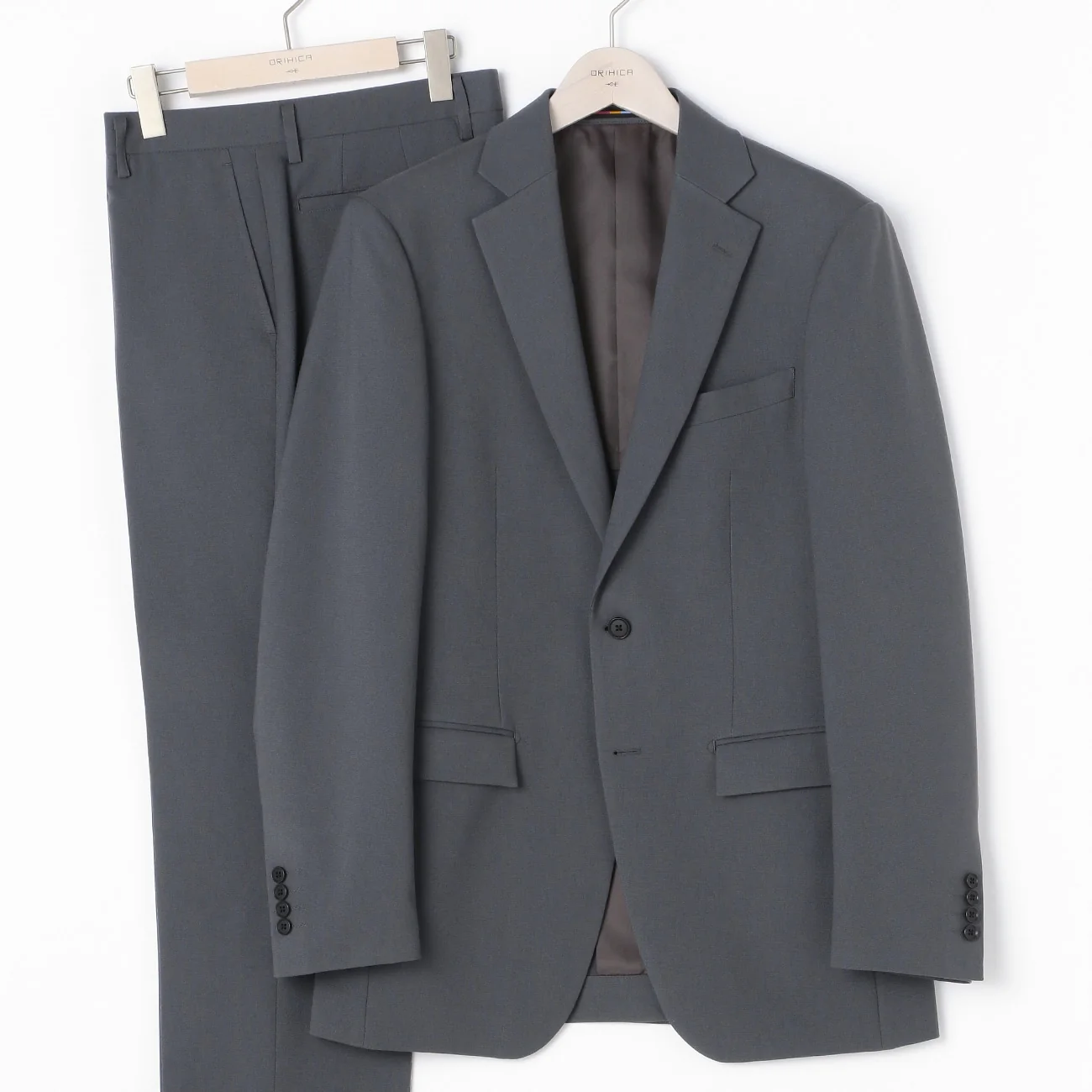 WashableTextured 2-Button Suit - Medium Gray