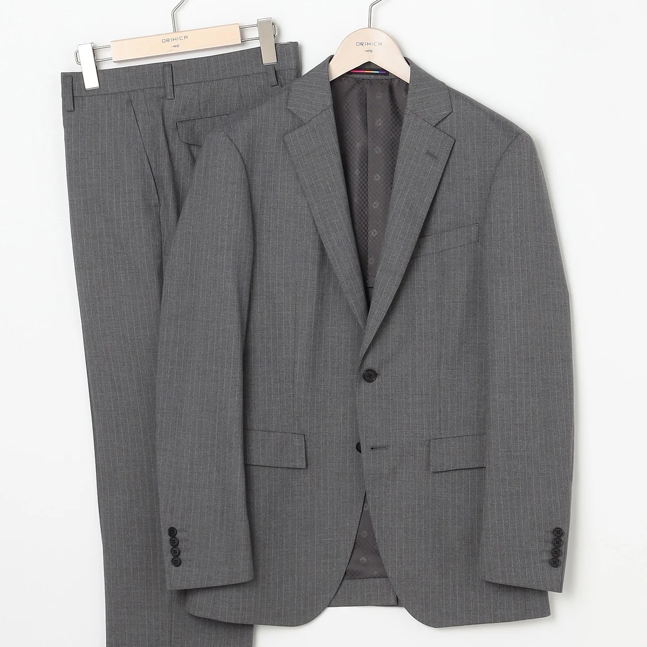 Washable Stretch Stripe Suit - Light Gray