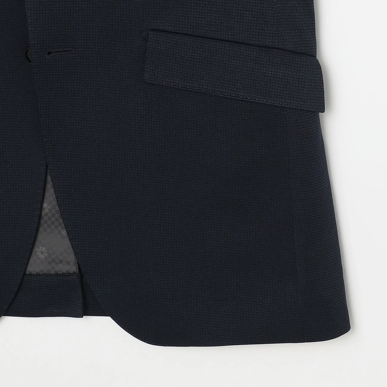 Washable Stretch Stretch Houndstooth Suit with Adjuster - Navy - Image 5
